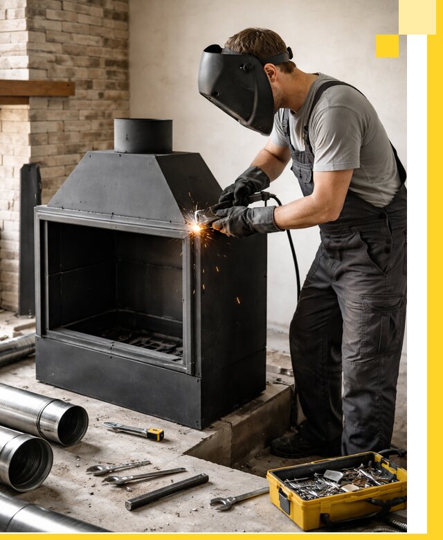 Продажа и установка металлических каминов в Донском под ключ