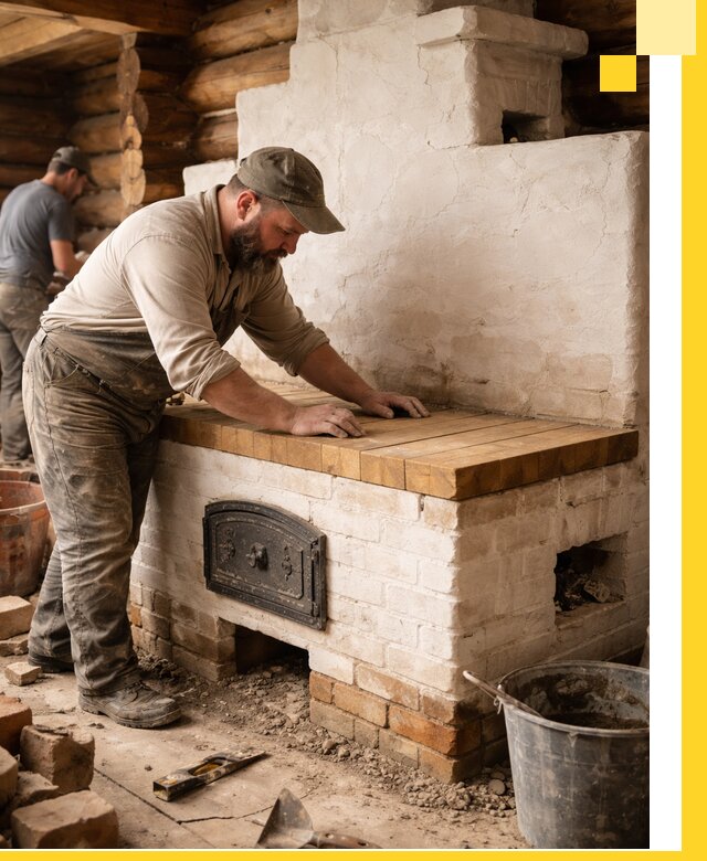 Проектирование и установка русской печи с лежанкой в Донском