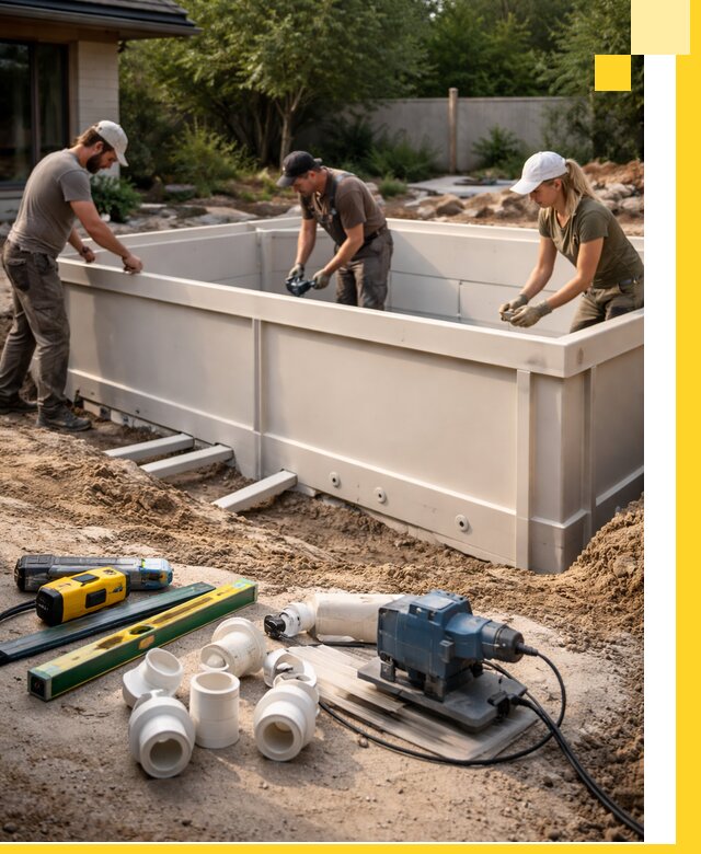 Установка полипропиленовых бассейнов под ключ в Донском