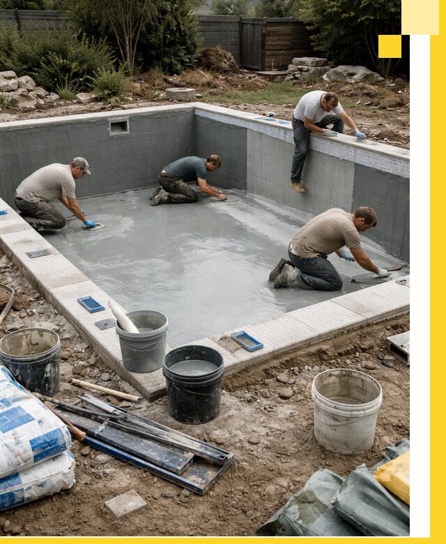 Изготовление и монтаж чаши бассейна под ключ в Донском