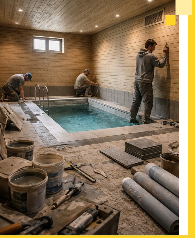 Строительство бани с бассейном и сауной под ключ в Донском