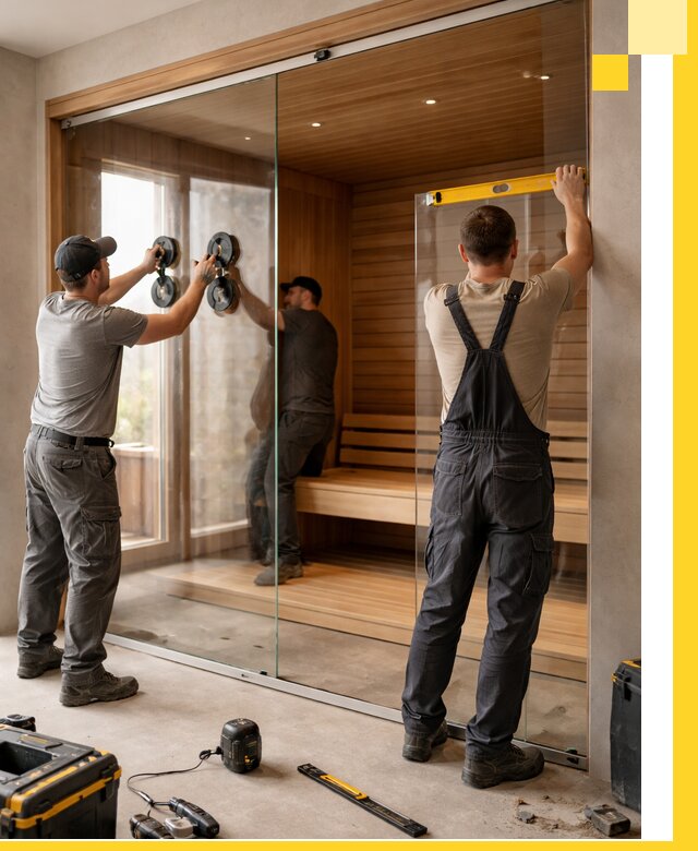 Производство и монтаж стеклянных саун под ключ в Донском