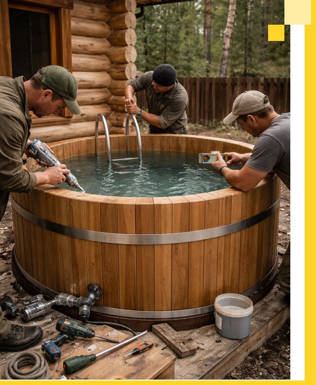 Строительство бань с купелью под ключ и отделкой в Донском