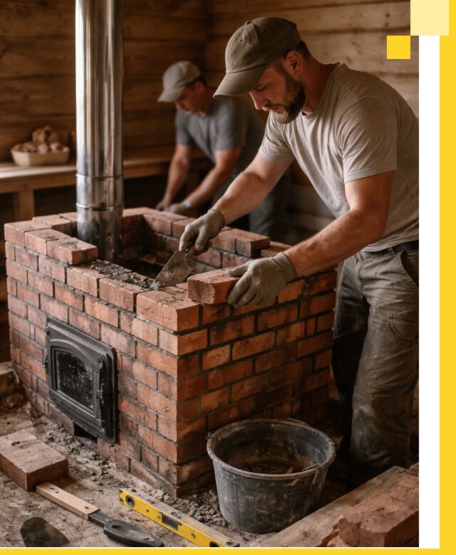 Кирпичные печи для бани под ключ в Донском, проект и монтаж