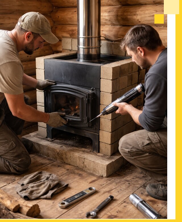 Монтаж и установка печи в бане под ключ с гарантией в Донском