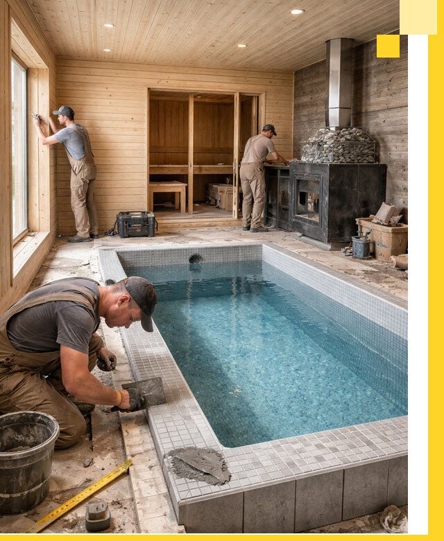 Проект бани с бассейном и сауной в Донском под ключ