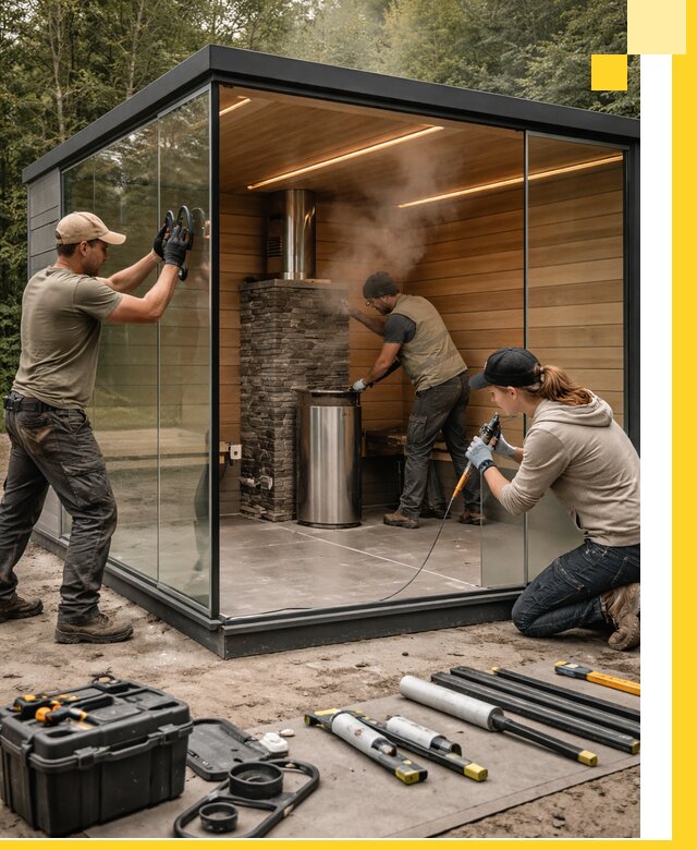 Проектирование и строительство стеклянных бань в Донском