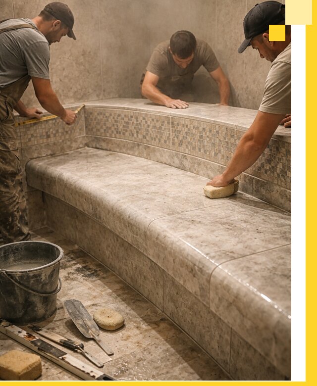 Изготовление и установка сидений для хамама в Донском